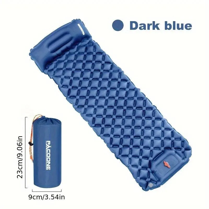 Outdoor Camping Inflatable Mattress Sleeping Pad with Pillows Ultralight Air Mat Built in Inflator Pump Hiking