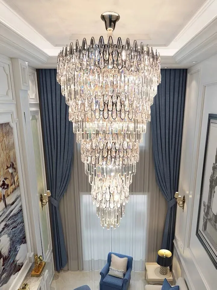 Oversized Multi-layers Luxury Creative Art Crystal Chandelier for Foyer/Staircase/Hallway