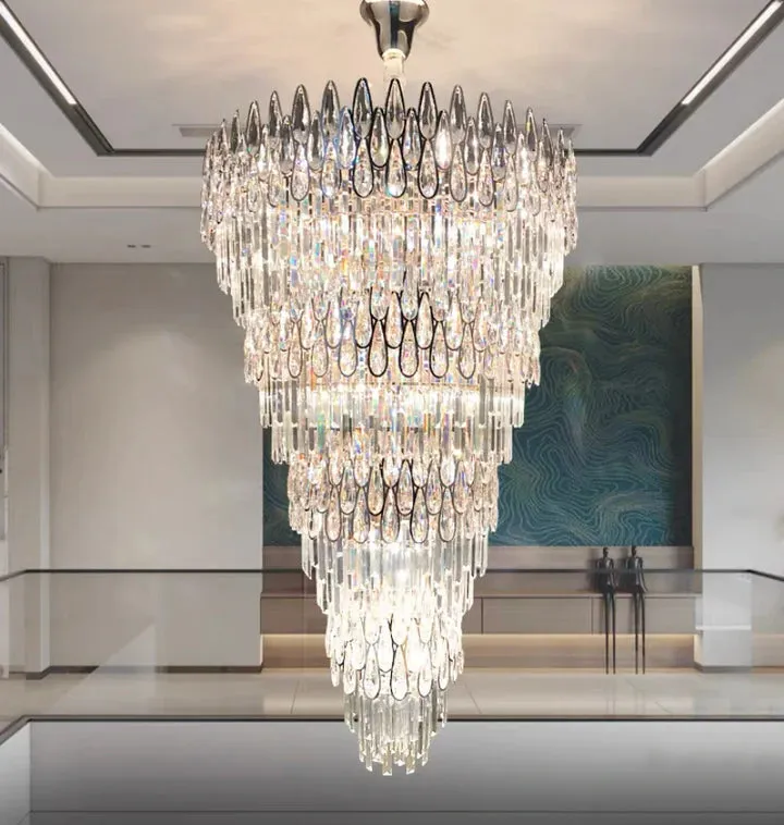 Oversized Multi-layers Luxury Creative Art Crystal Chandelier for Foyer/Staircase/Hallway