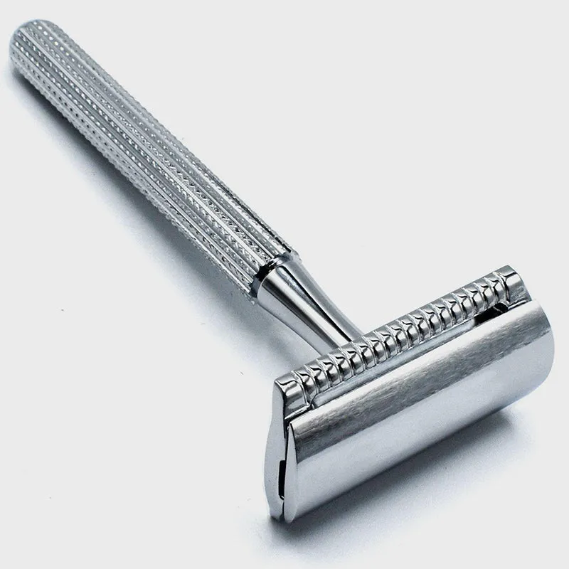 Parker - 78R-CH Safety Razor, 3 piece, Slim Head, Textured Chrome Handle