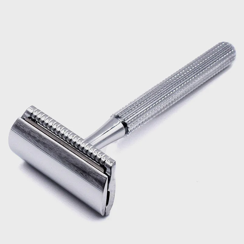 Parker - 78R-CH Safety Razor, 3 piece, Slim Head, Textured Chrome Handle