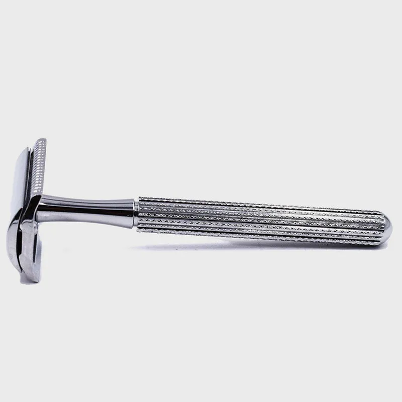 Parker - 78R-CH Safety Razor, 3 piece, Slim Head, Textured Chrome Handle