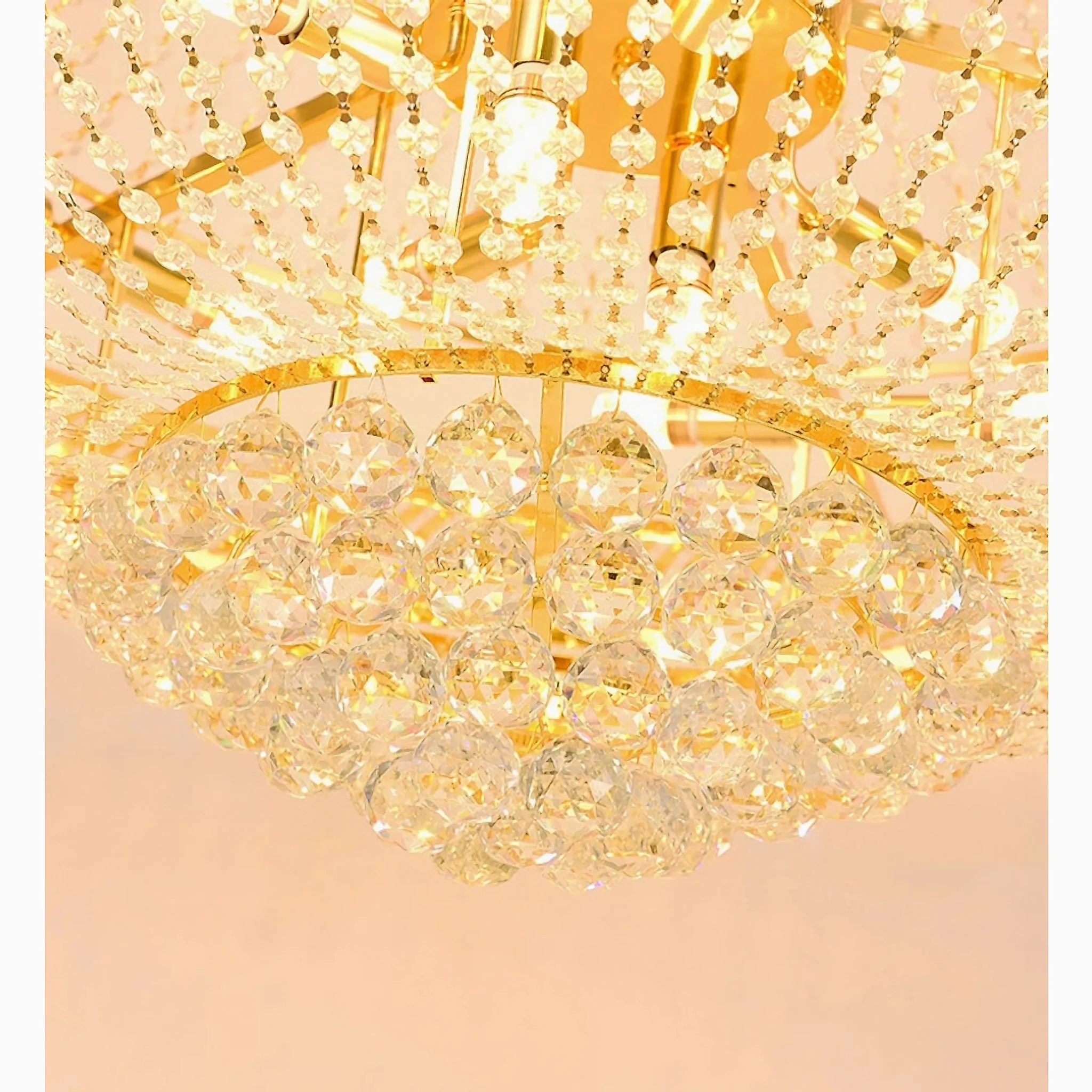 Peille | Three-tier Luxury Hanging Gold Crystal Chandelier