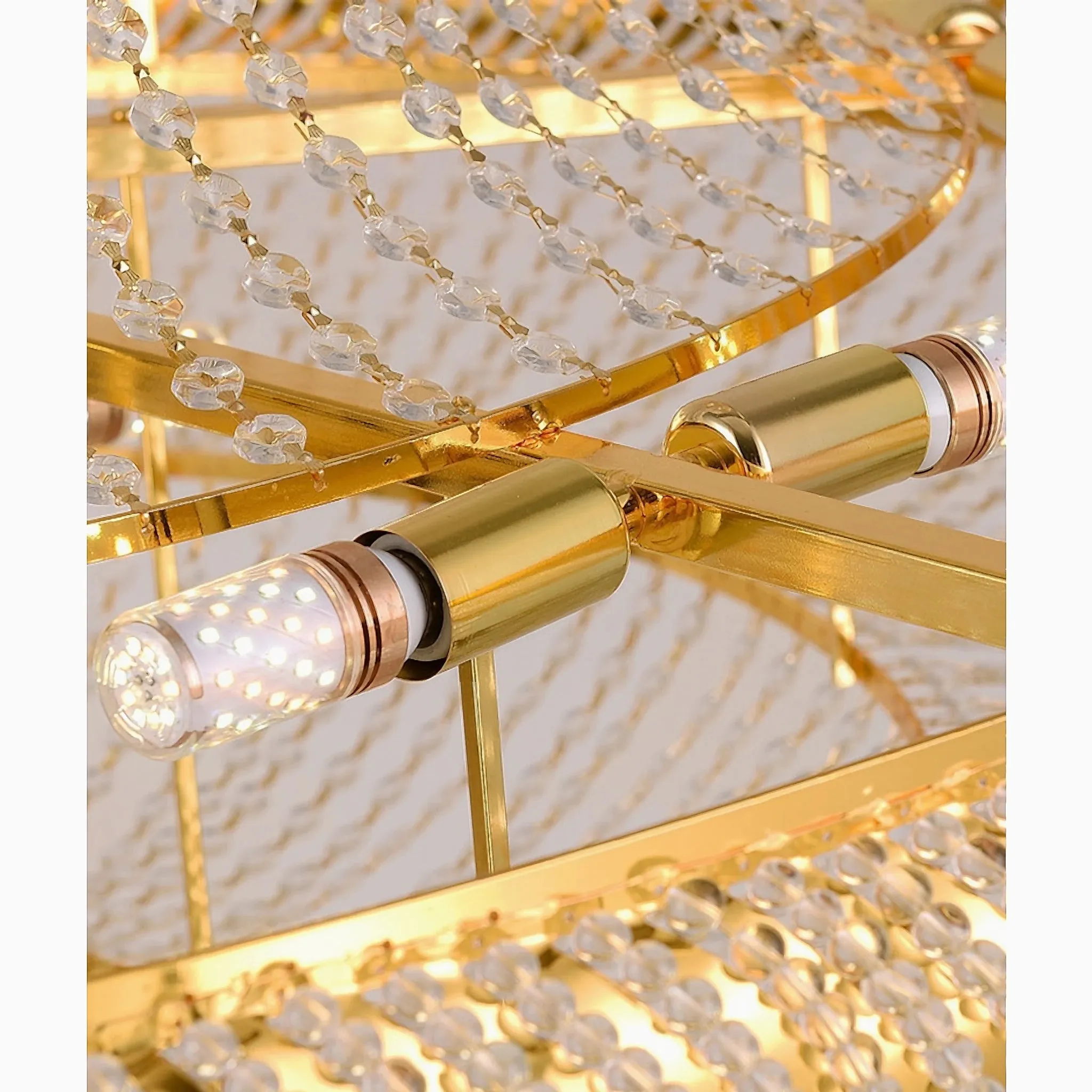 Peille | Three-tier Luxury Hanging Gold Crystal Chandelier