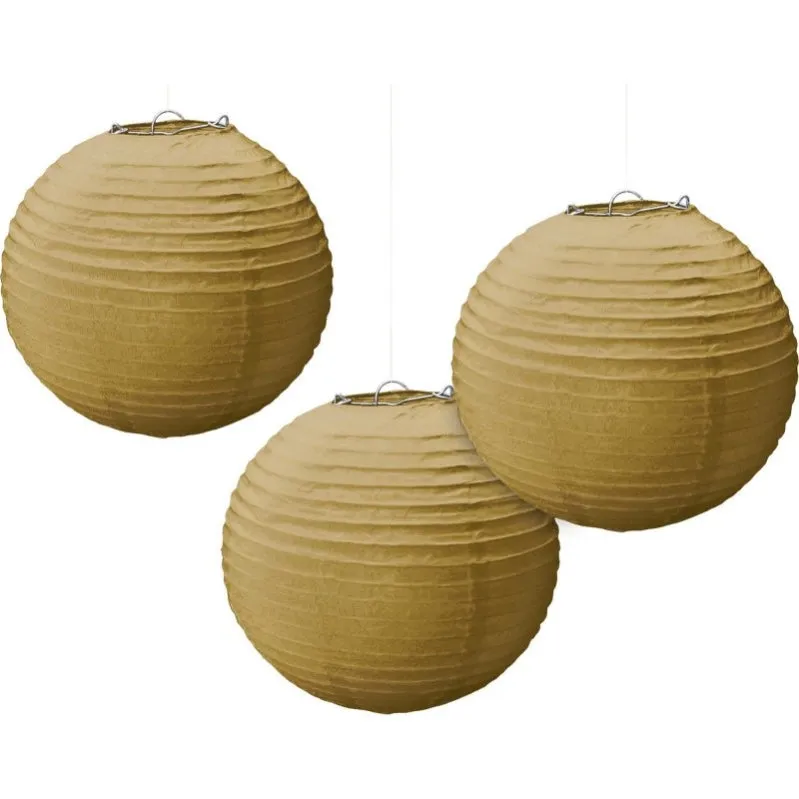 Round Paper Lanterns 3pk 24cm