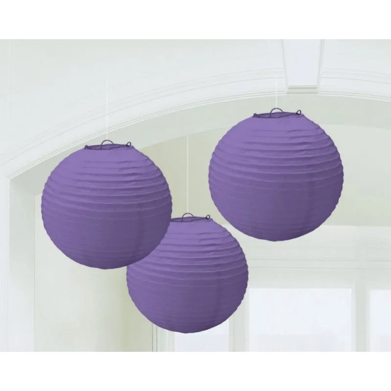 Round Paper Lanterns 3pk 24cm