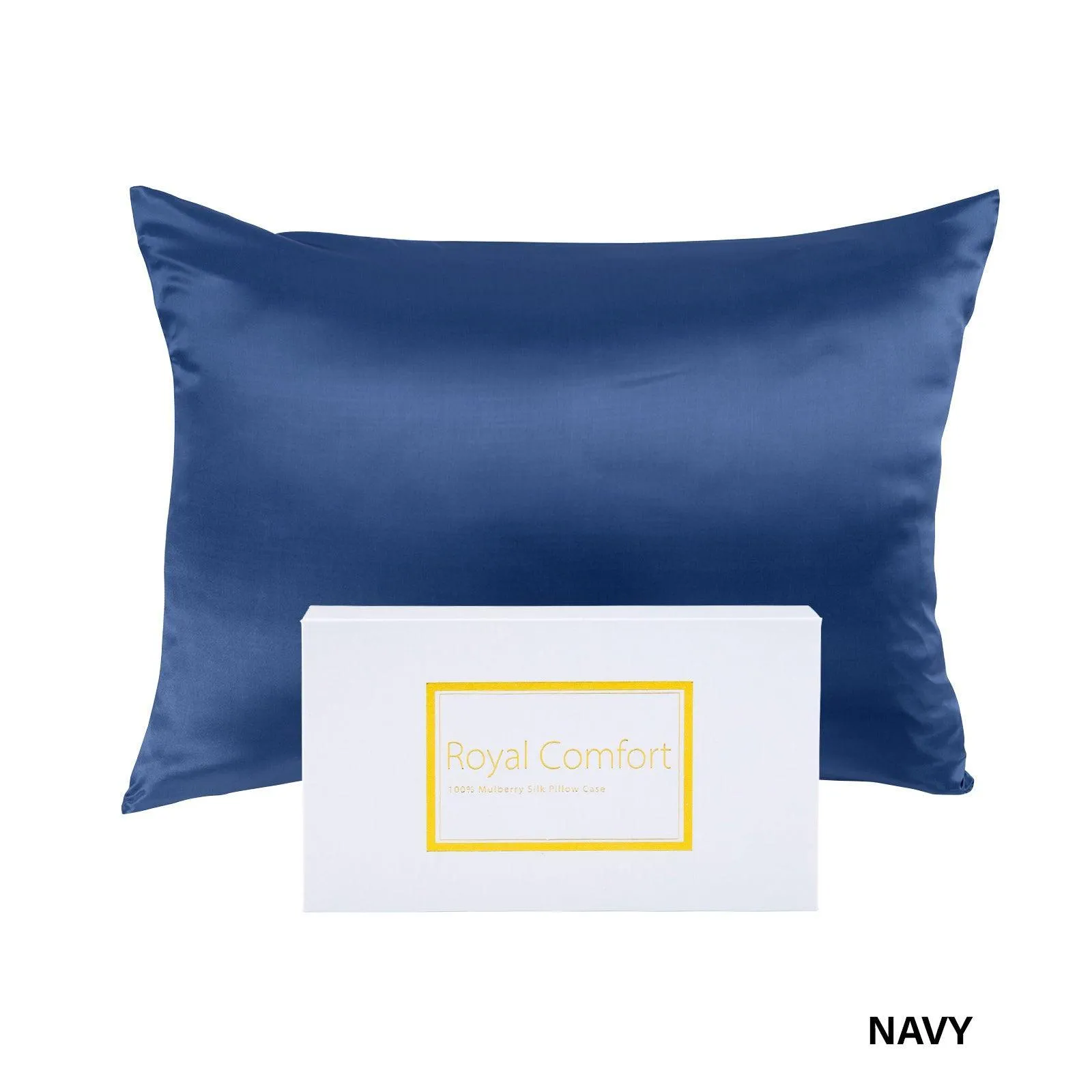 Royal Comfort Pure Silk Pillow Case 100% Mulberry Silk Hypoallergenic Pillowcase - Navy