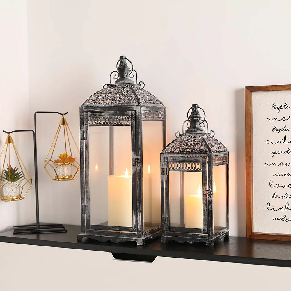 Set of 2 Hanging Candle Lanterns