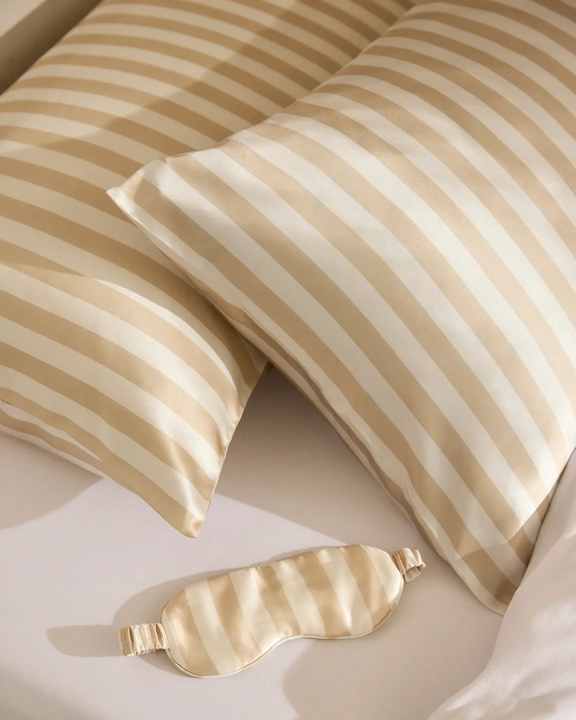 Silk Pillowcase - Biscotti Stripes