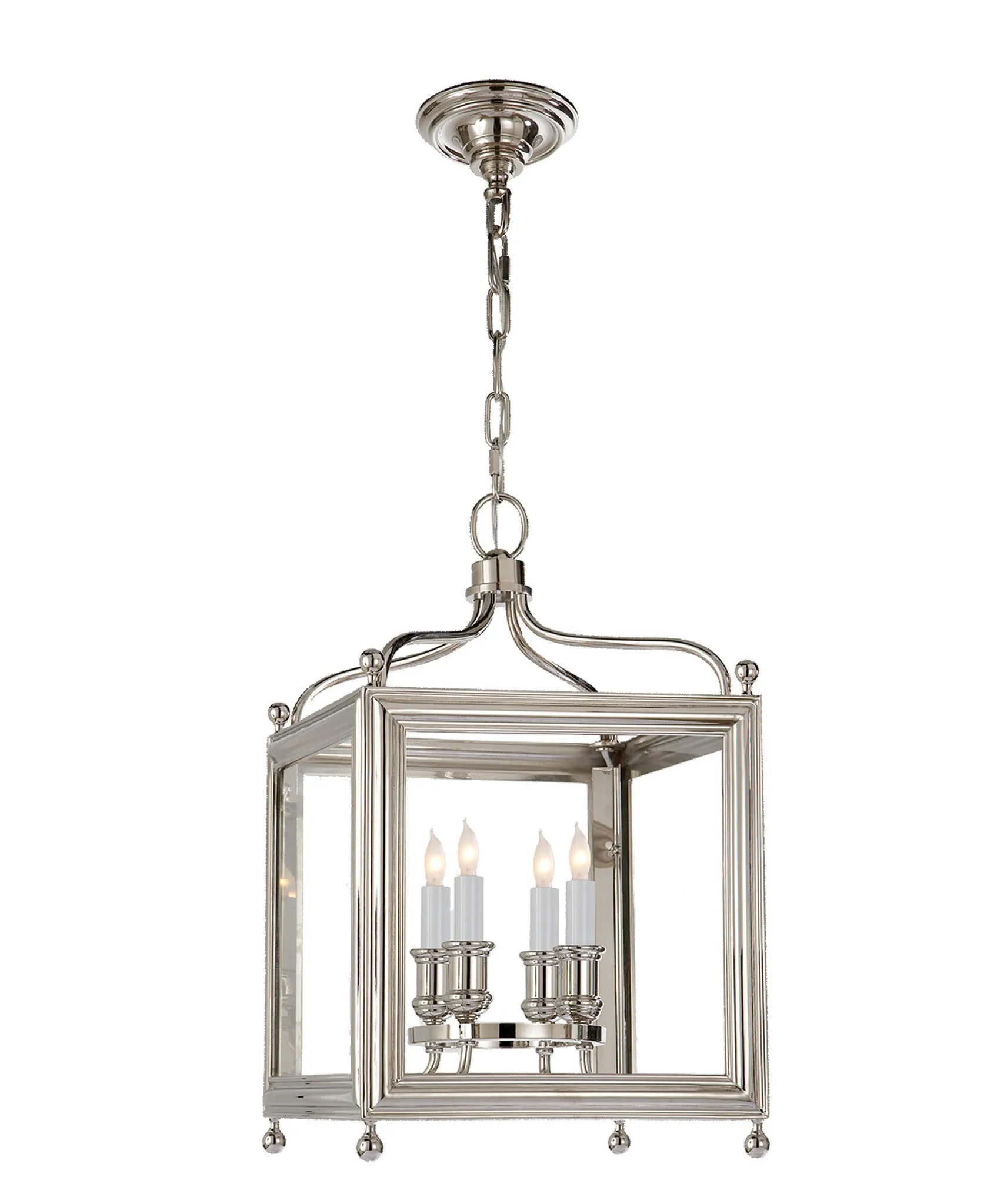 Small Greggory Hanging Lantern, Polished Nickel