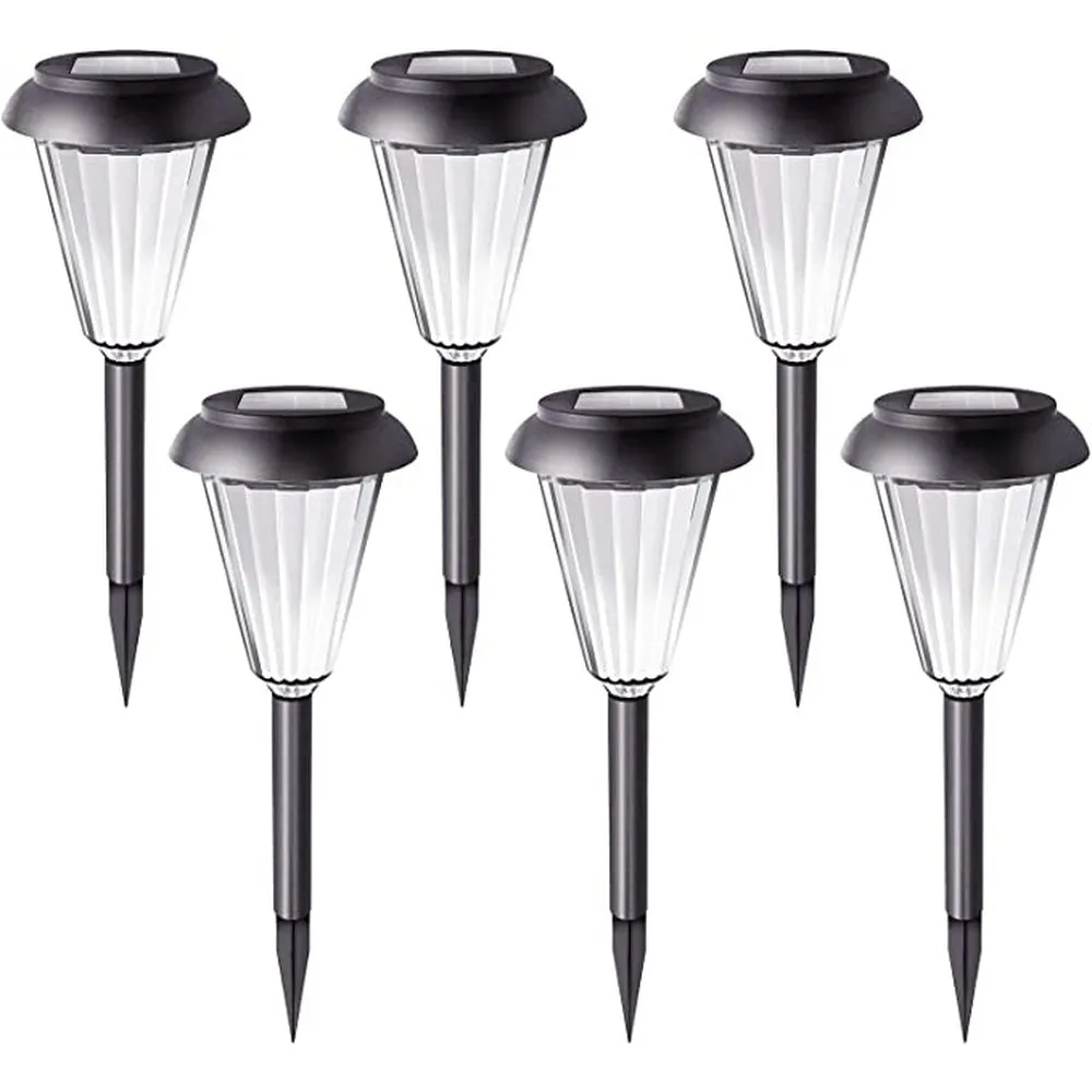 Solar Lights Outdoor Waterproof Solar Powered Wireless LED Garden Lights Auto On/Off for Yard Patio Walkway Landscape In-Ground Spike Pathway, 6 Count Black