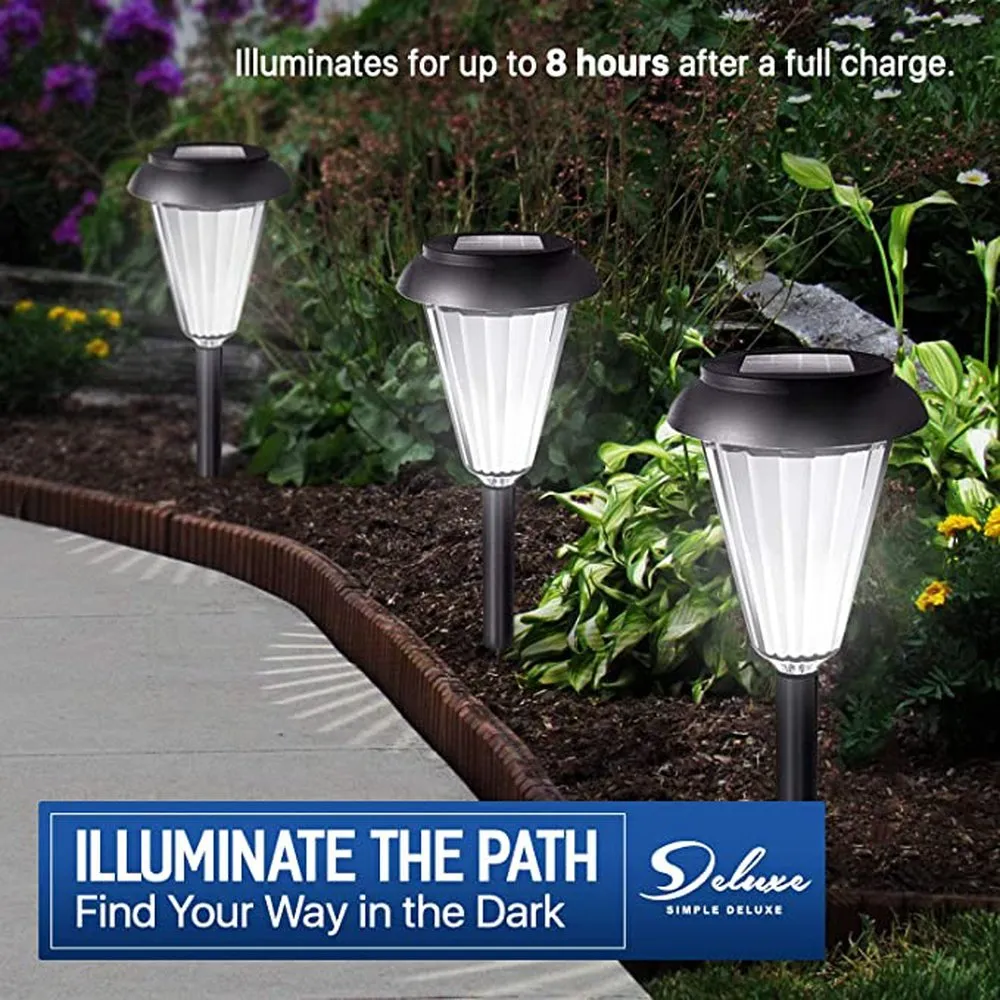 Solar Lights Outdoor Waterproof Solar Powered Wireless LED Garden Lights Auto On/Off for Yard Patio Walkway Landscape In-Ground Spike Pathway, 6 Count Black