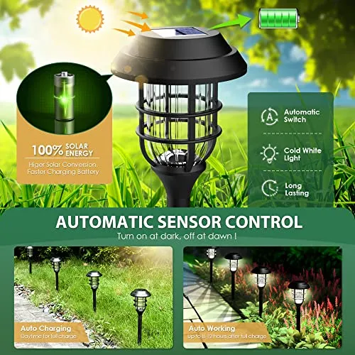 SOLPEX Solar Lights for Outside, Solar Outdoor Lights 8 Pack, Up to 10 Hrs Auto On/Off Garden Lights Waterproof, Solar Powered Landscape Lighting for Yard, Garden, Walkway-(Cold White)