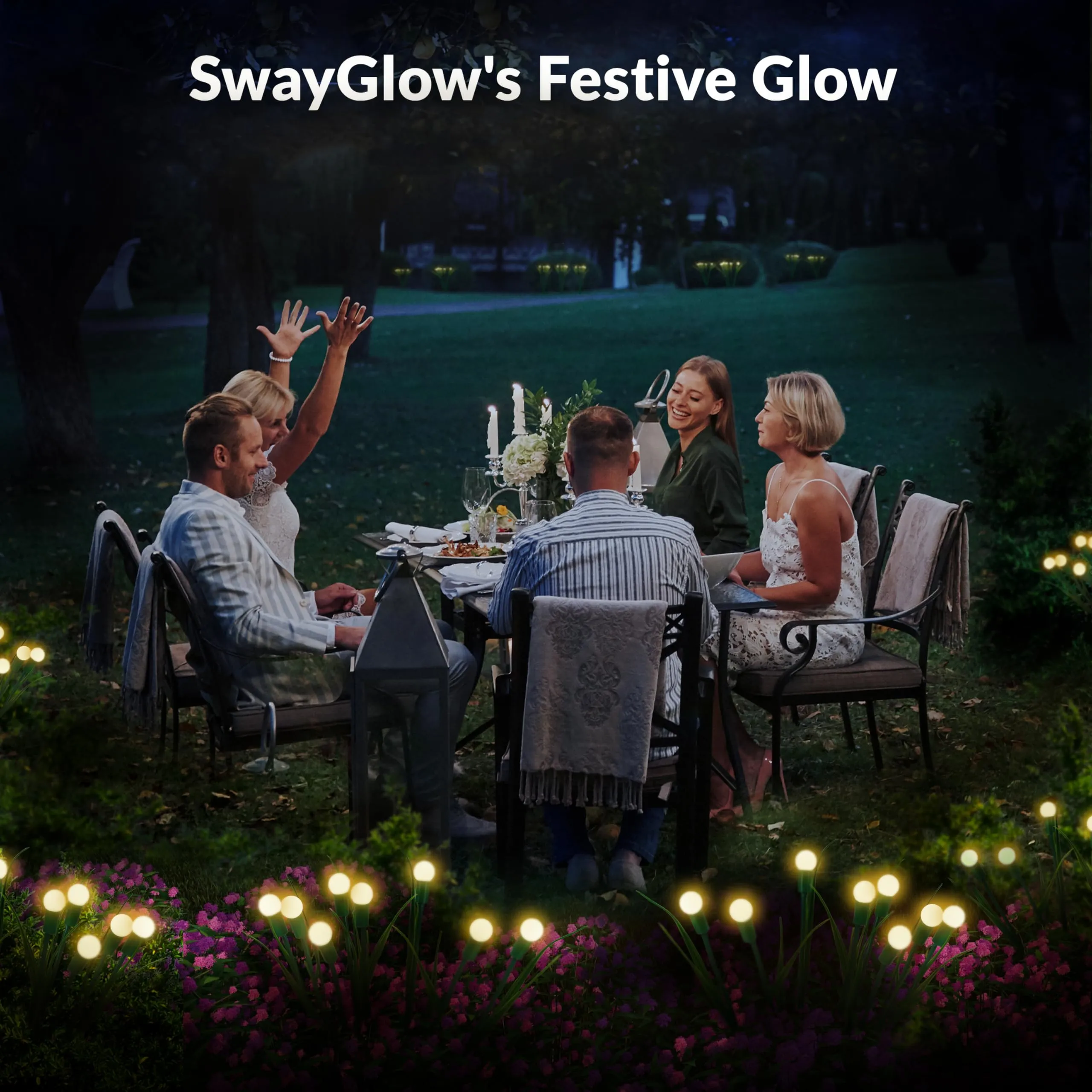 Swayglow Solar Garden Lights Firefly Lights With Green Leaves 4 Pack