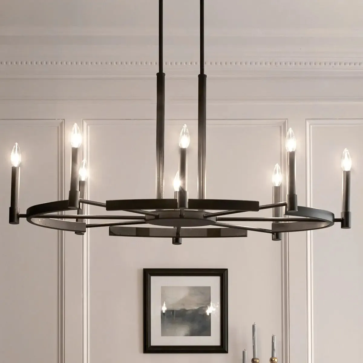 Tolani 43" 8-Light Chandelier, Black Finish