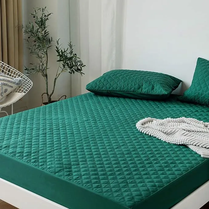 Ultrasonic Microfiber Waterproof Mattress Cover -  Green