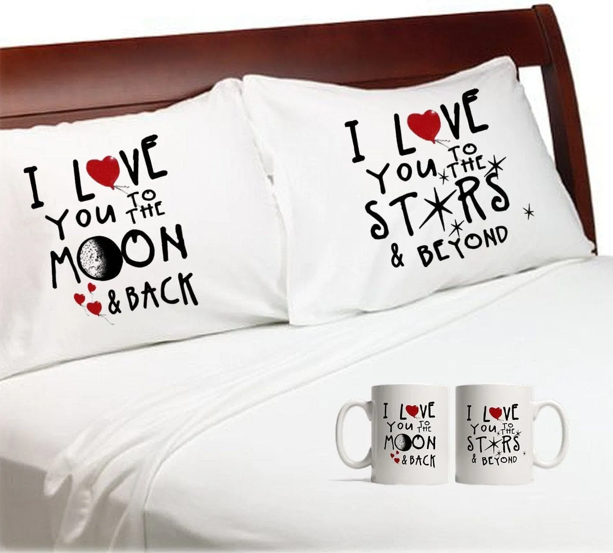 Valentines Day I Love You To The Moon And Back Stars Pillowcases Boyfriend Girlfriend Couple Anniversary Lovers Gift for him her Valentine