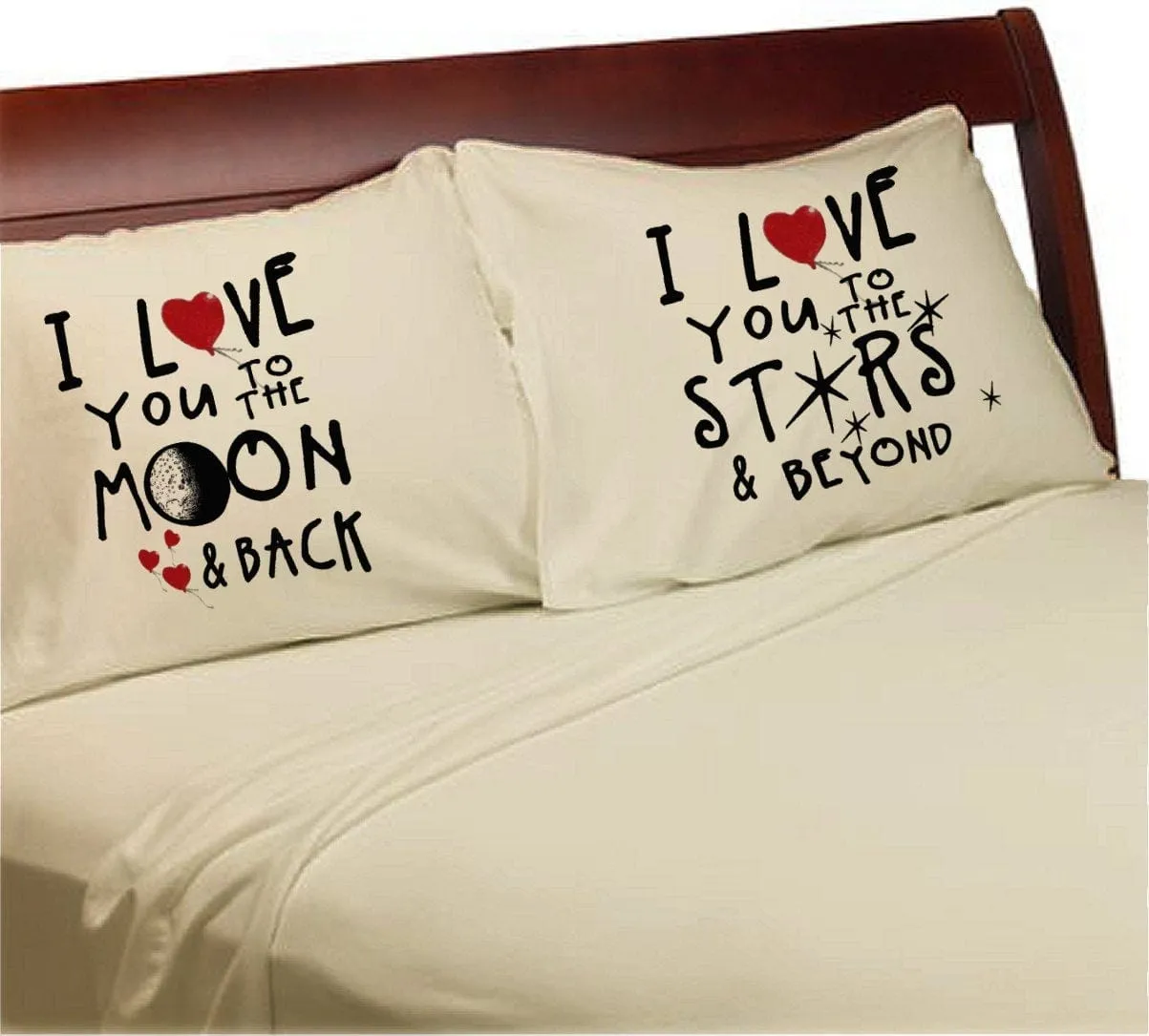 Valentines Day I Love You To The Moon And Back Stars Pillowcases Boyfriend Girlfriend Couple Anniversary Lovers Gift for him her Valentine