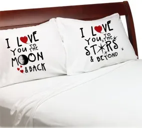 Valentines Day I Love You To The Moon And Back Stars Pillowcases Boyfriend Girlfriend Couple Anniversary Lovers Gift for him her Valentine