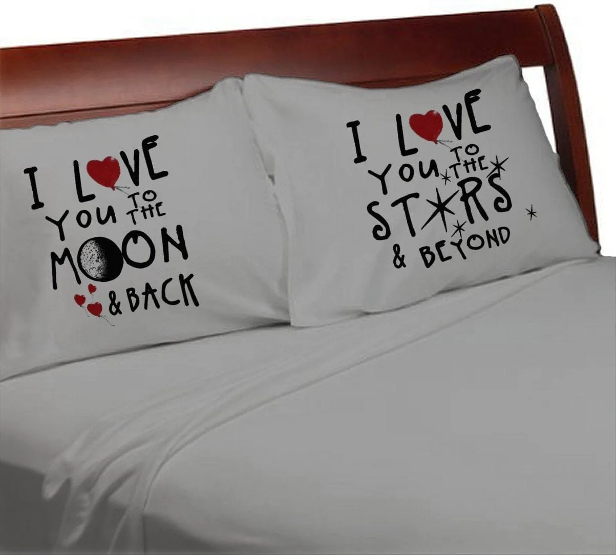 Valentines Day I Love You To The Moon And Back Stars Pillowcases Boyfriend Girlfriend Couple Anniversary Lovers Gift for him her Valentine