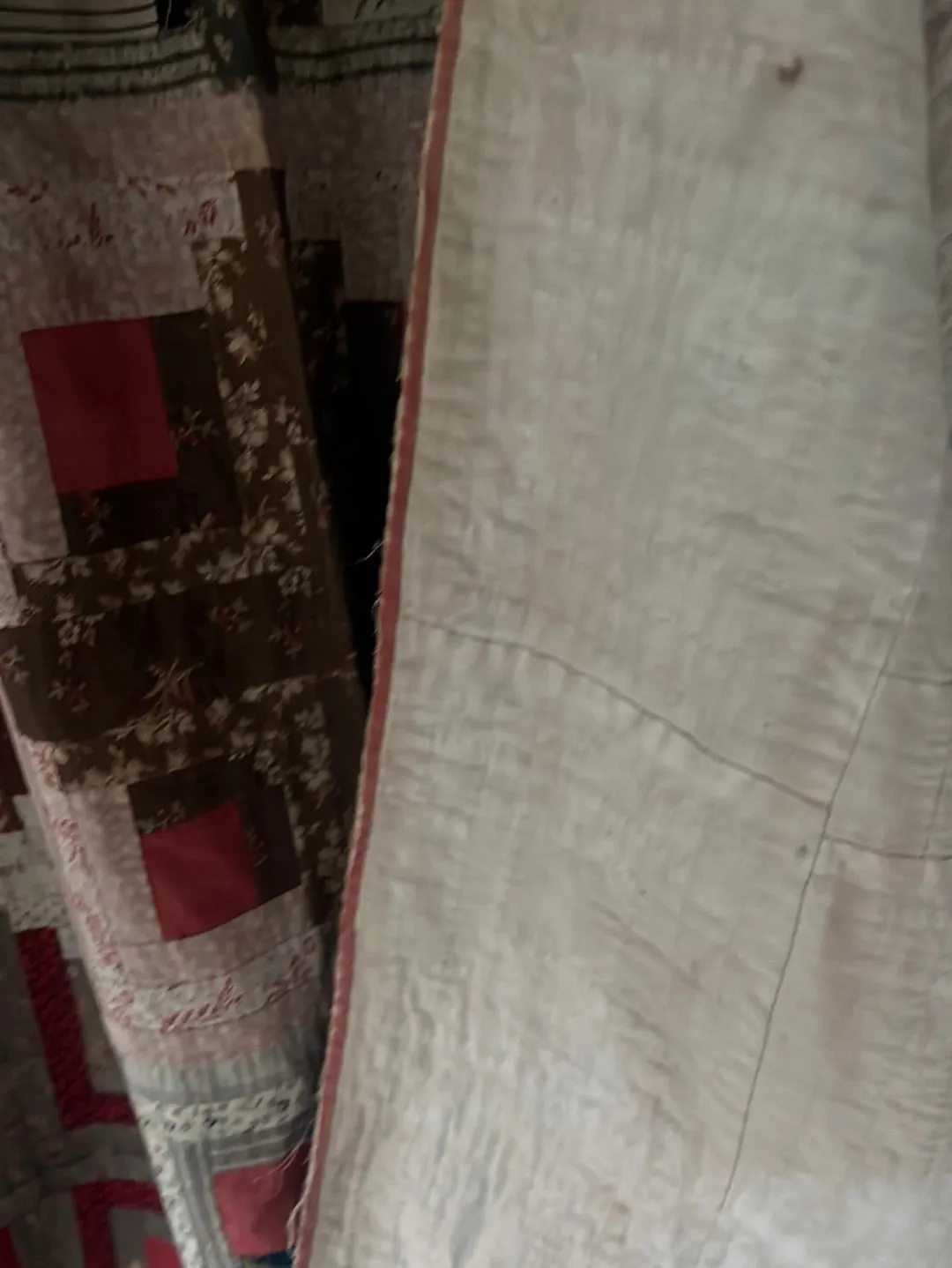 Vintage Handmade Quilt - Log Cabin