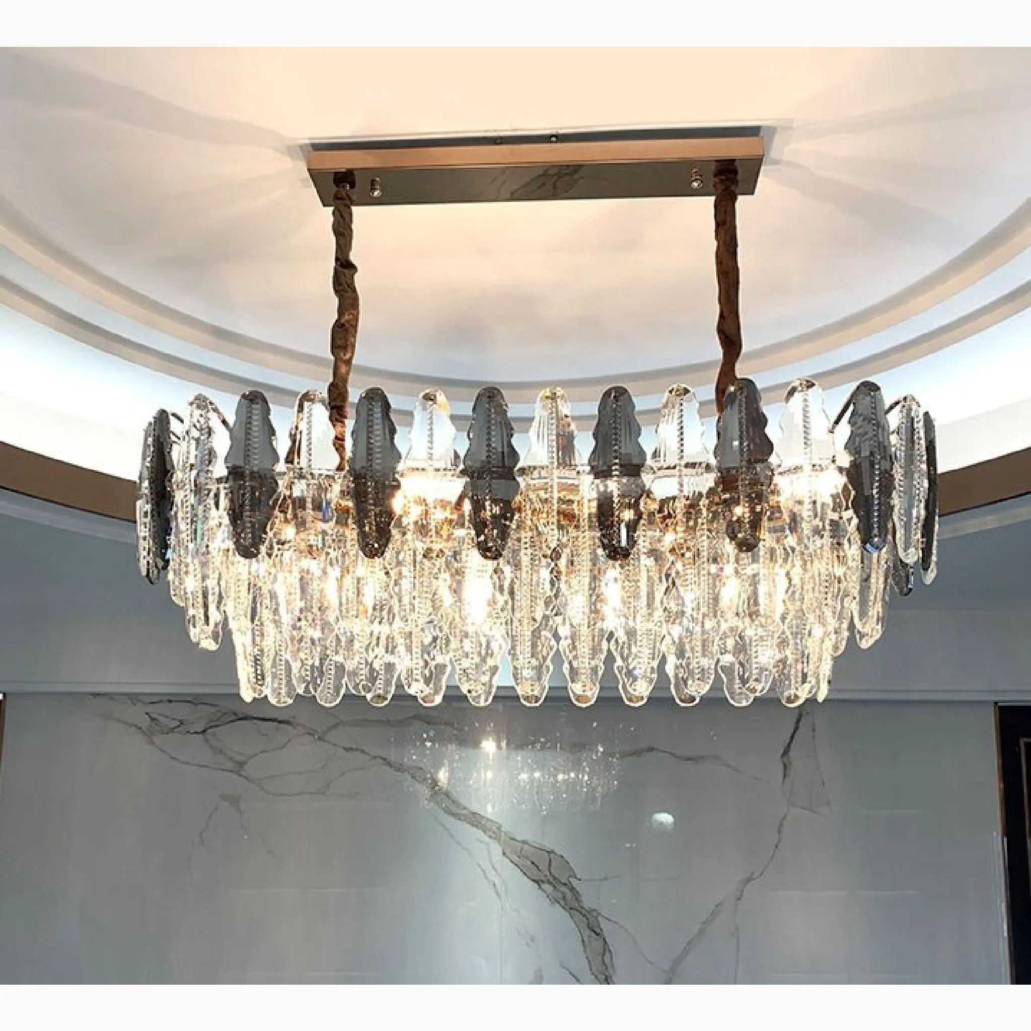 Wavre | Rectangle Gold Posh Crystal Shine Chandelier