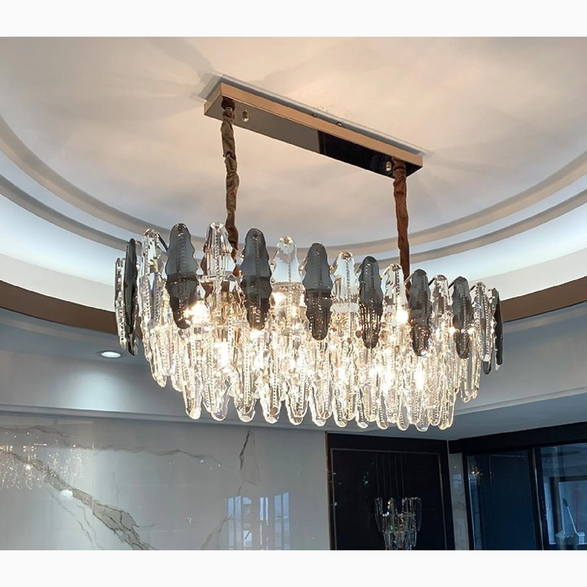 Wavre | Rectangle Gold Posh Crystal Shine Chandelier