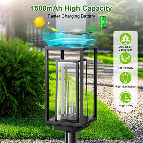 WdtPro Solar Pathway Lights Outdoor, Super Bright Larger Solar Lights Outdoor Waterproof, Over 14 Hours Double-Layer Solar Garden Lights, Auto On/Off Solar Lights for Outside Yard Walkway Driveway