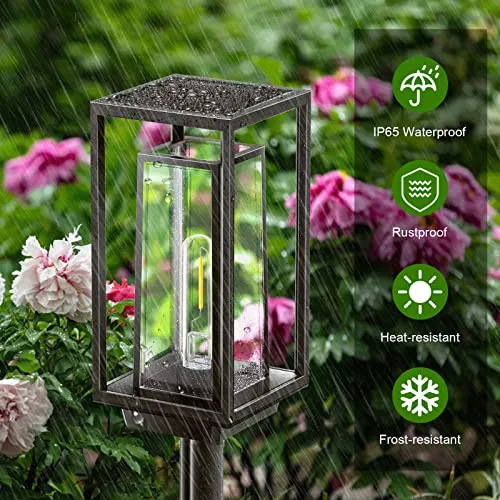 WdtPro Solar Pathway Lights Outdoor, Super Bright Larger Solar Lights Outdoor Waterproof, Over 14 Hours Double-Layer Solar Garden Lights, Auto On/Off Solar Lights for Outside Yard Walkway Driveway