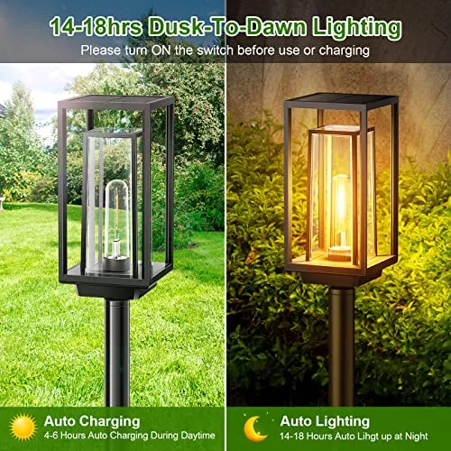 WdtPro Solar Pathway Lights Outdoor, Super Bright Larger Solar Lights Outdoor Waterproof, Over 14 Hours Double-Layer Solar Garden Lights, Auto On/Off Solar Lights for Outside Yard Walkway Driveway