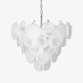 White Murano Disc Chandelier