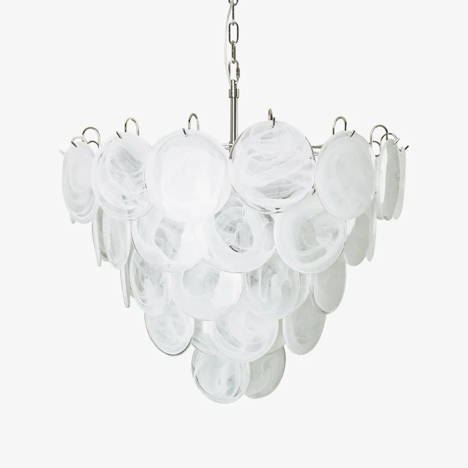 White Murano Disc Chandelier