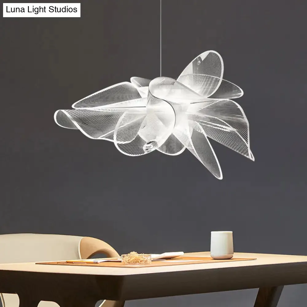 White Tulle-Like Floral Chandelier LED Cafe Light Fixture