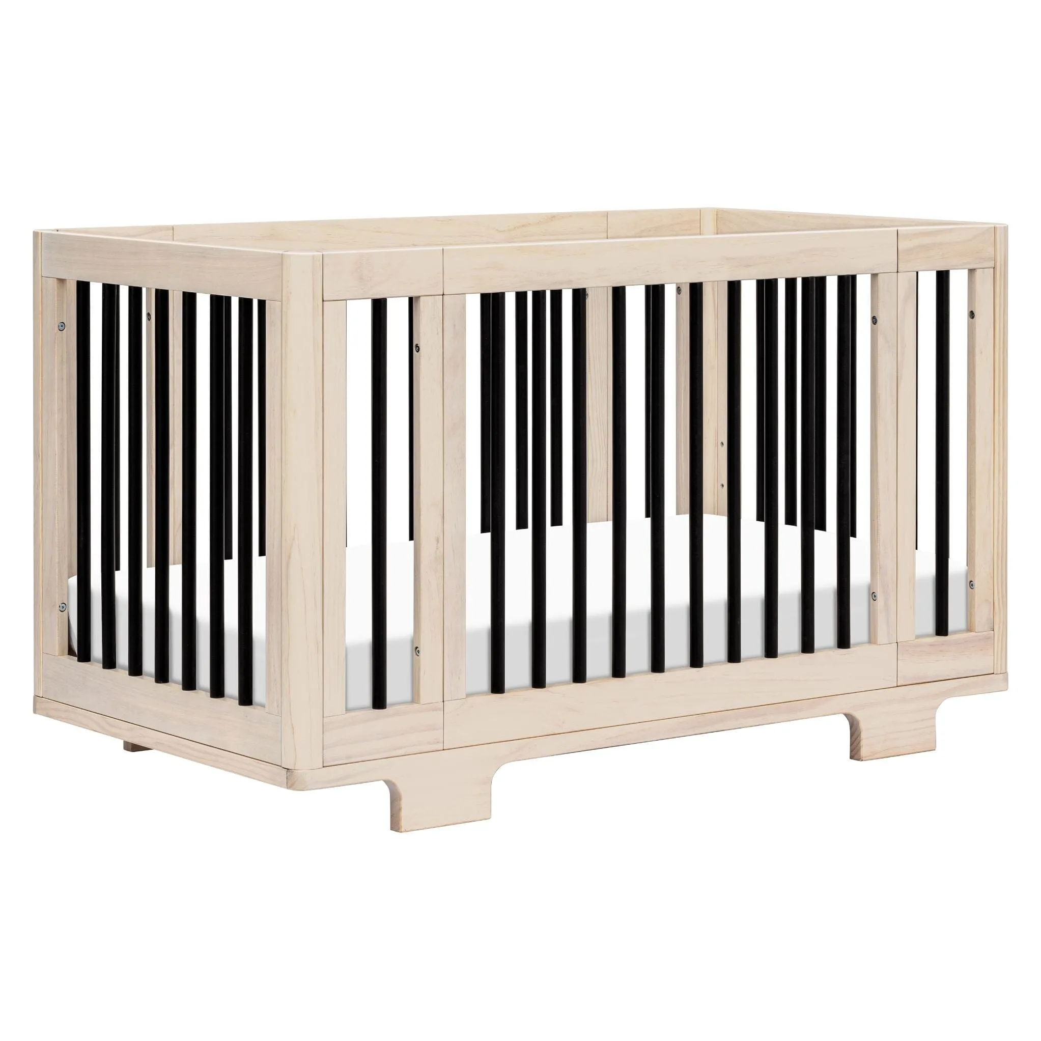 Yuzu 8-in-1 Convertible Crib with All-Stages Conversion Kits | Washed Natural / Black